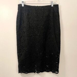 H&M Black Floral Lace Pencil Skirt – Size 12 (US)